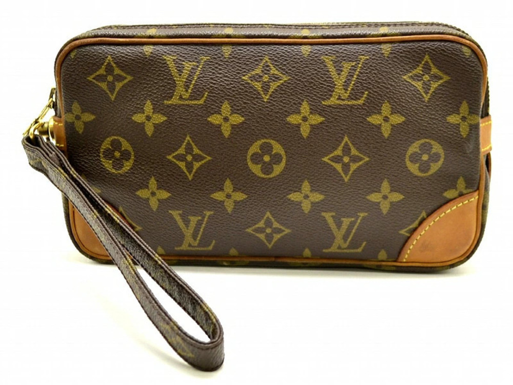 Louis Vuitton Monogram Marly Dragonne Pouch 2Way Shoulder Bag Canvas Brown